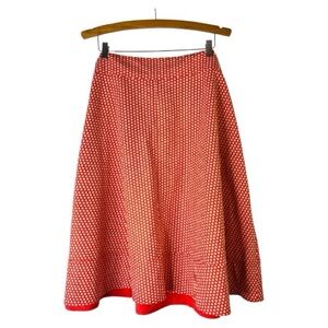 Lane Bryant orange white polka dot knee length circle skirt 24